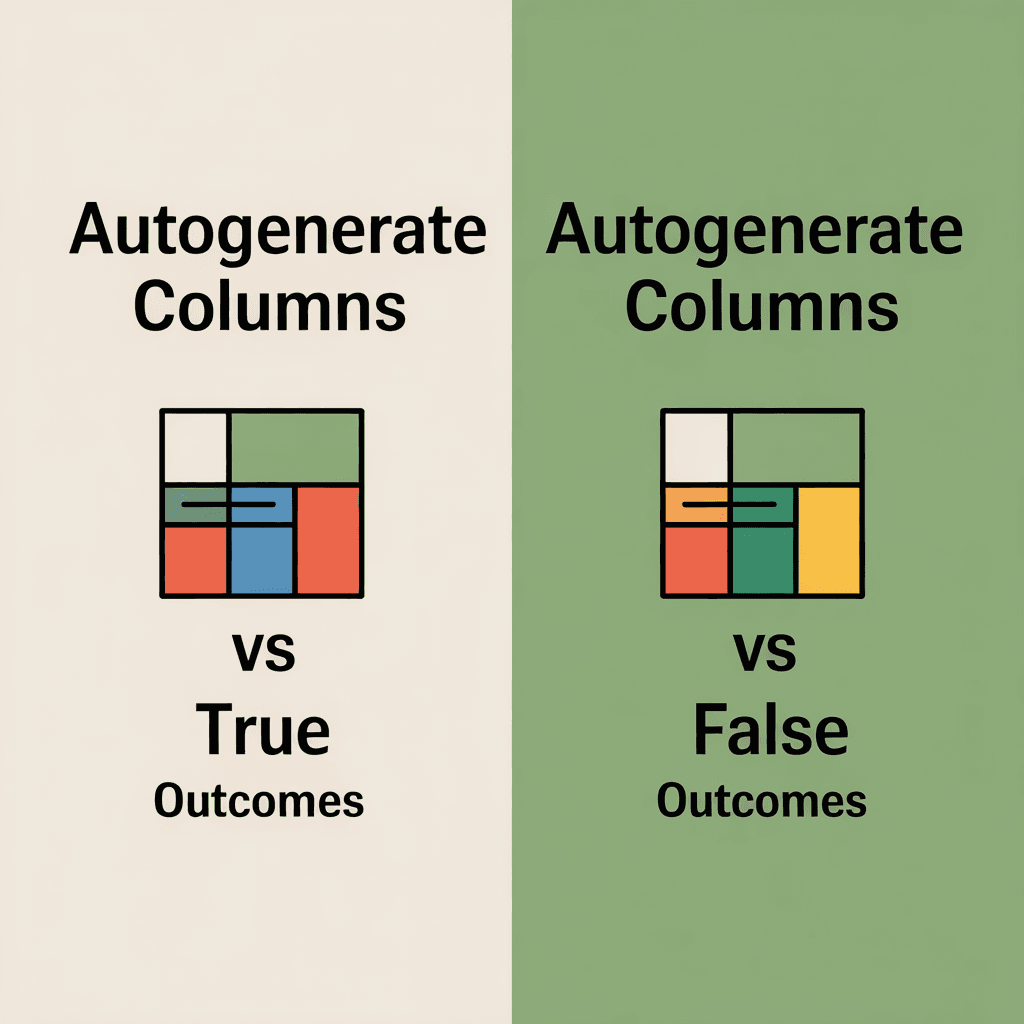 AutoGenerateColumns true / false比較イメージ